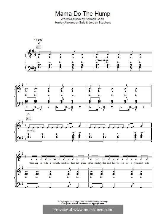 Mama Do the Hump (Rizzle Kicks): Для голоса и фортепиано (или гитары) by Norman Cook, Harley Alexander-Sule, Jordan Stephens