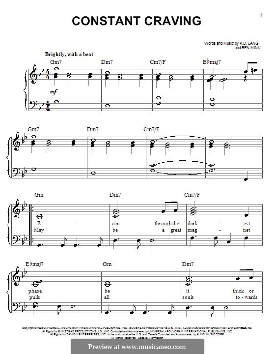 Constant Craving: Для фортепиано by Ben Mink, k.d. lang