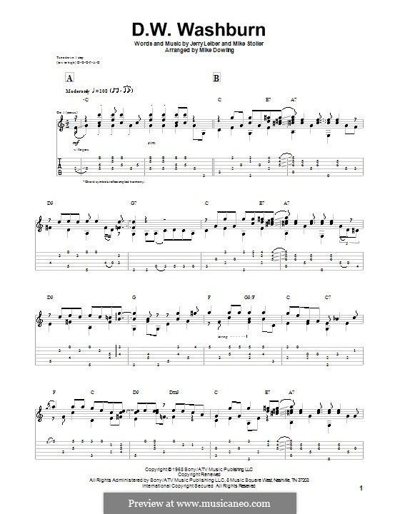 D.W. Washburn (The Monkees): Для гитары by Jerry Leiber, Mike Stoller