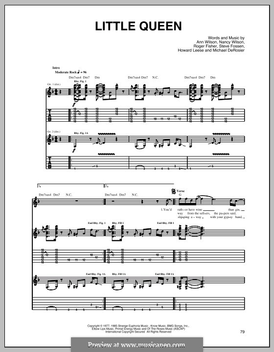 Little Queen (Heart): Для гитары by Ann Wilson, Michael Derosier, Nancy Wilson, Roger Fisher, Steve Fossen, Howard Leese