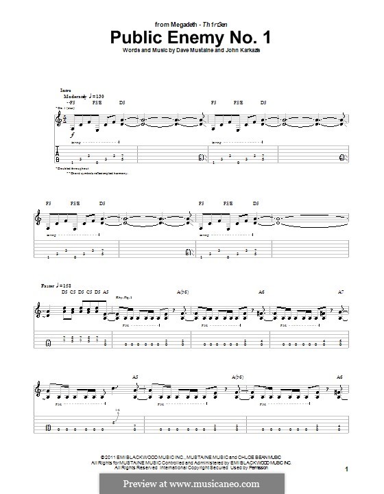 Public Enemy No.1 (Megadeth): Для гитары с табулатурой by Dave Mustaine, John Karkazis