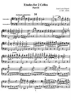 Этюды для двух виолончелей, No.14-21: Этюды для двух виолончелей, No.14-21 by Жан-Луи Дюпор