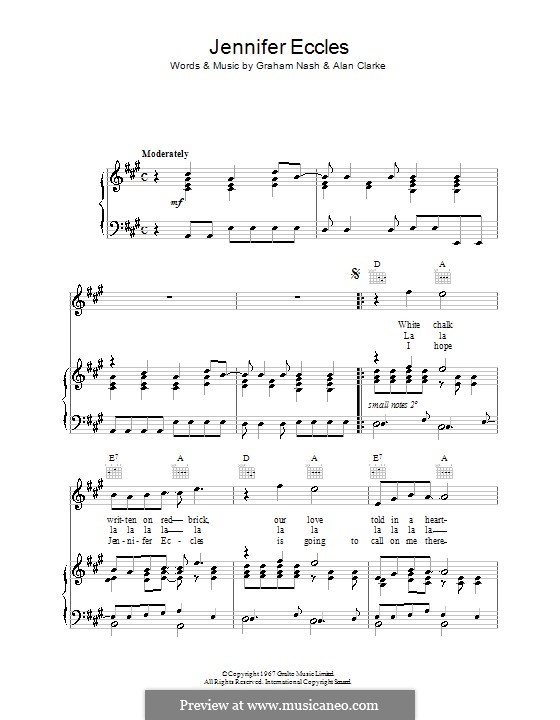 Jennifer Eccles (The Hollies): Для голоса и фортепиано (или гитары) by Allan Clarke, Graham Nash