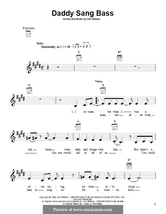 Daddy Sang Bass (Johnny Cash): Для укулеле by Carl Lee Perkins