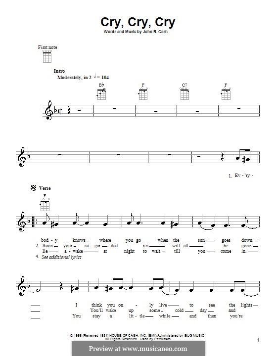 Cry, Cry, Cry: Для укулеле by Johnny Cash