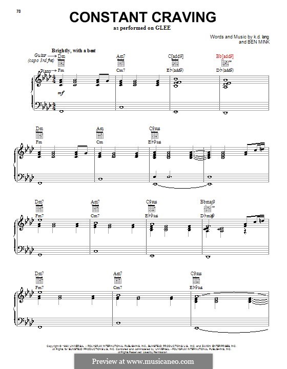 Constant Craving: Для голоса и фортепиано (или гитары) by Ben Mink, k.d. lang