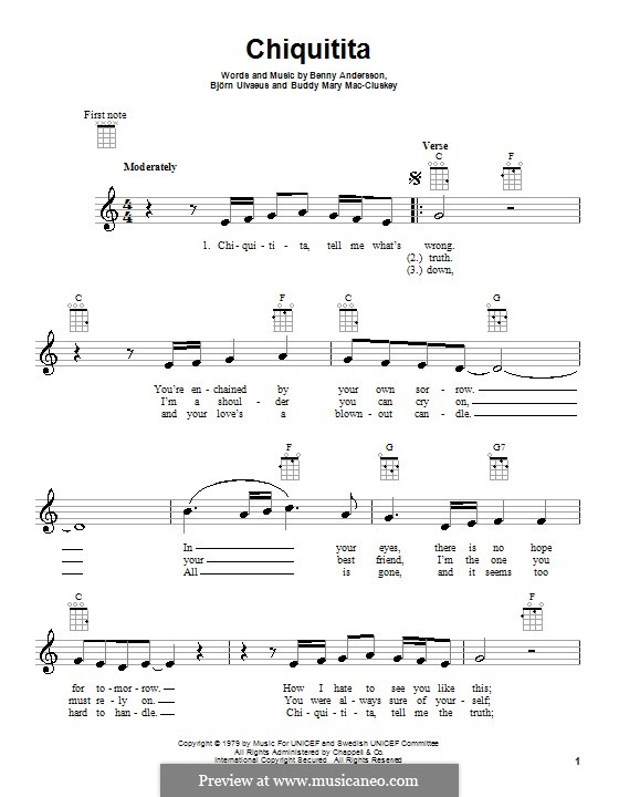 Chiquitita (ABBA): Для укулеле by Benny Andersson, Björn Ulvaeus
