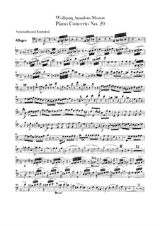 Концерт для фортепиано с оркестром No.20 ре минор, K.466: Партия виолончели и контрабаса by Вольфганг Амадей Моцарт