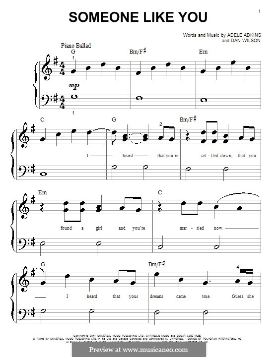 Someone Like You: Для фортепиано (Big Notes) by Adele, Daniel Wilson