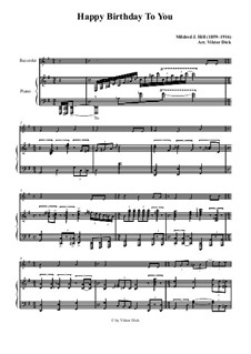 С днем рождения тебя: Для блокфлейты и фортепиано by Милдред  Хилл