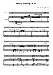 С днем рождения тебя: Для саксофона тенор и фортепиано by Милдред  Хилл