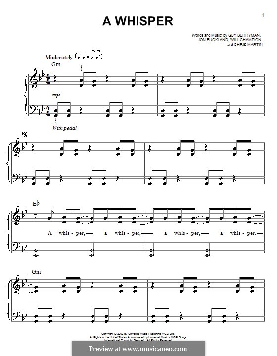 A Whisper (Coldplay): Для фортепиано by Chris Martin, Guy Berryman, Jonny Buckland, Will Champion