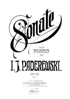Sonata for Piano, Op.21: Для одного исполнителя by Игнацы Ян Падеревский