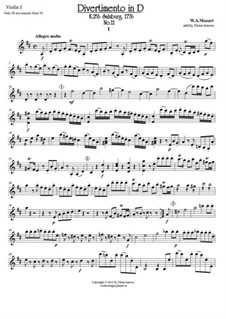Дивертисмент No.11 ре мажор, K.251: Для струнного квартета – партии by Вольфганг Амадей Моцарт
