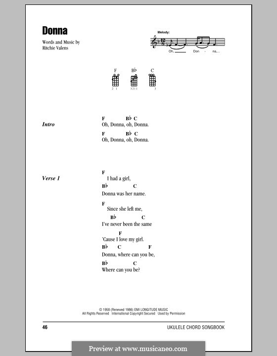 Donna: Для укулеле by Ritchie Valens