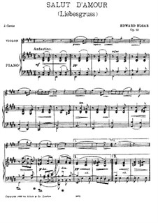 Любовное приветствие, Op.12: Для скрипки и фортепиано – Партитура, партия by Эдуард Элгар