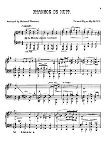 Две пьесы, Op.15: No.1 Chanson de nuit, for piano by Эдуард Элгар