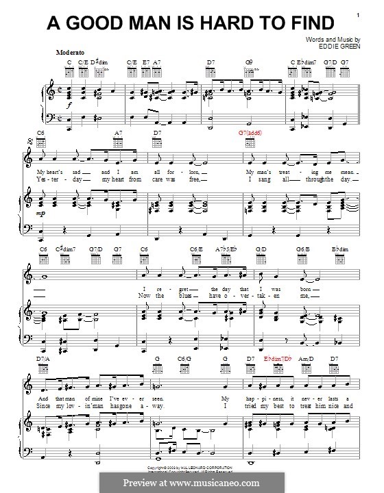 A Good Man Is Hard to Find: Для голоса и фортепиано (или гитары) by Eddie Green