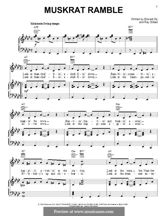 Muskrat Ramble (Louis Armstrong): Для голоса и фортепиано (или гитары) by Edward Ory, Ray Gilbert