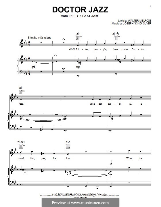 Doctor Jazz: Для голоса и фортепиано (или гитары) by Joseph 'King' Oliver