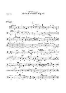 Концерт для скрипки с оркестром, Op.61: Партия литавр by Эдуард Элгар