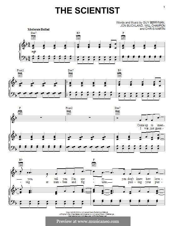 The Scientist (Coldplay): Для голоса и фортепиано (или гитары) by Chris Martin, Guy Berryman, Jonny Buckland, Will Champion