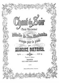 Chant du Soir: Аранжировка для фортепиано by Станислав Монюшко