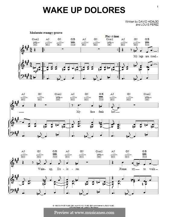 Wake Up Dolores (Los Lobos): Для голоса и фортепиано (или гитары) by David Hidalgo, Louis Perez