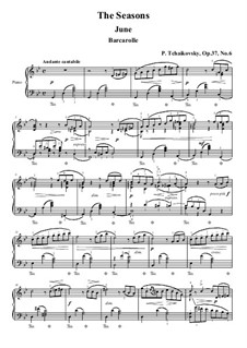 No.6 Июнь (Баркарола): Для фортепиано (ноты высокого качества) by Петр Чайковский