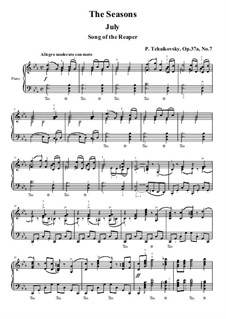 No.7 Июль (Песнь косаря): Для фортепиано (ноты высокого качества) by Петр Чайковский