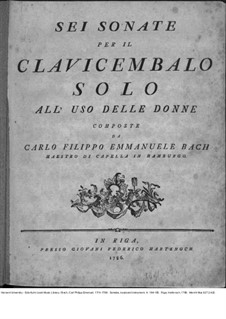 Шесть сонат для фортепиано, H 184, 185, 204-207, Wq 54: Шесть сонат для фортепиано by Карл Филипп Эммануил Бах