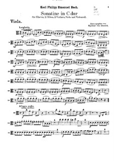Сонатина для двух флейт, струнных и фортепиано до мажор, H 460: Партия альта by Карл Филипп Эммануил Бах