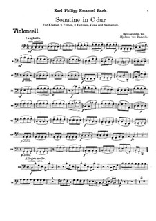 Сонатина для двух флейт, струнных и фортепиано до мажор, H 460: Партия виолончели by Карл Филипп Эммануил Бах