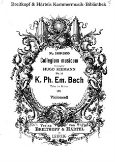Трио соната для двух скрипок и бассо континуо соль мажор, H 583 Wq 157: Партия виолончели by Карл Филипп Эммануил Бах