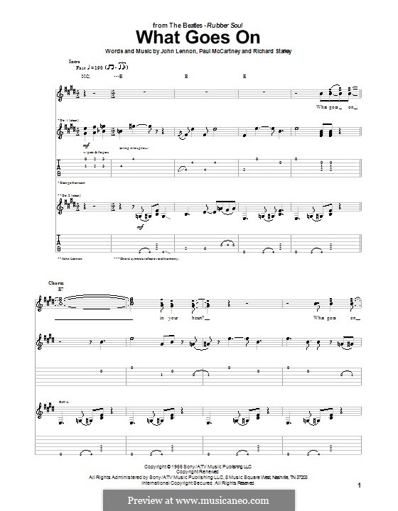 What Goes on? (The Beatles): Гитарная табулатура by John Lennon, Paul McCartney, Ringo Starr