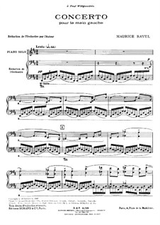 Концерт для левой руки ре мажор, M.82: Переложение для двух фортепиано by Морис Равель