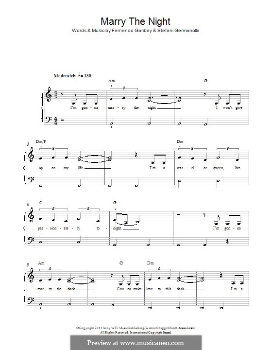 Marry the Night (Lady Gaga): Для фортепиано by Fernando Garibay, Stefani Germanotta
