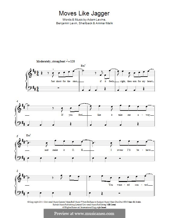 Moves Like Jagger (Maroon 5): Для фортепиано by Shellback, Adam Levine, Ammar Malik, Benjamin Levin