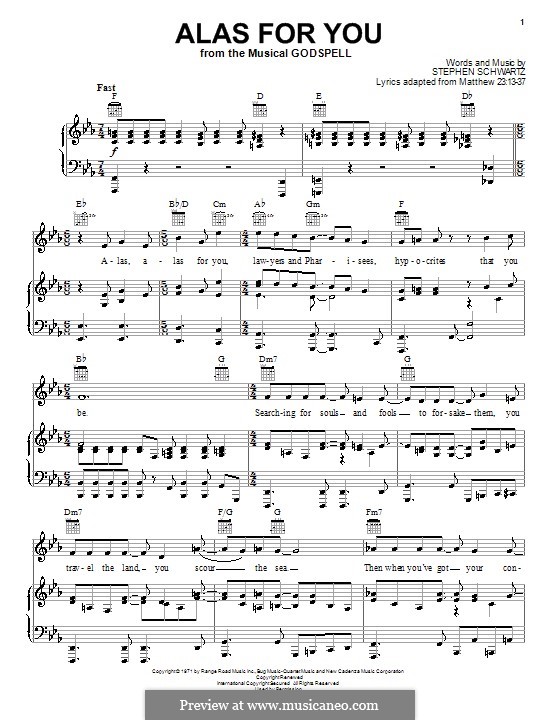 Alas for You: Для голоса и фортепиано (или гитары) by Stephen Schwartz