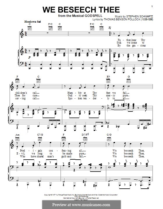 We Beseech Thee: Для голоса и фортепиано (или гитары) by Stephen Schwartz