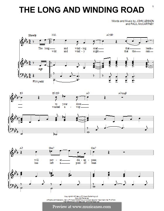 The Long and Winding Road (The Beatles): Для голоса и фортепиано by John Lennon, Paul McCartney