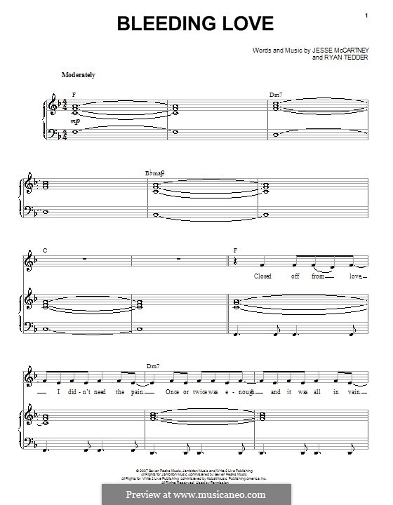 Bleeding Love (Leona Lewis): Для голоса и фортепиано by Jesse McCartney, Ryan B Tedder