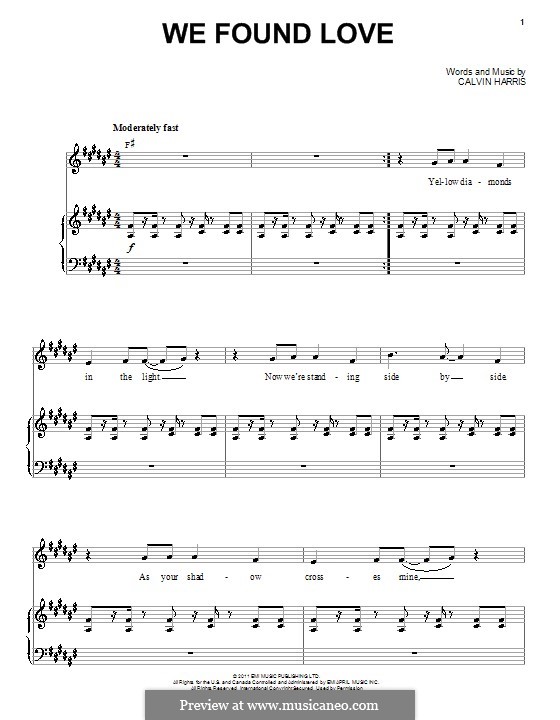 We Found Love: Для голоса и фортепиано by Calvin Harris