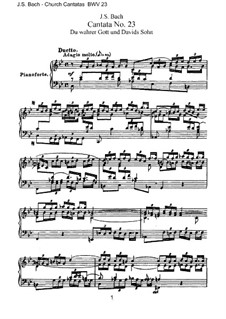 Du wahrer Gott und Davids Sohn, BWV 23: Аранжировка для голосов и фортепиано by Иоганн Себастьян Бах