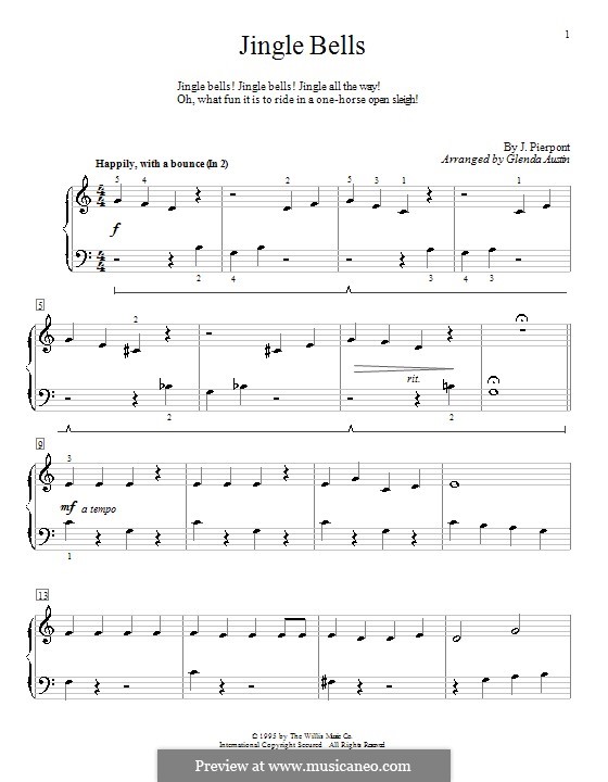 Piano version (printable scores): Для одного исполнителя by James Lord Pierpont
