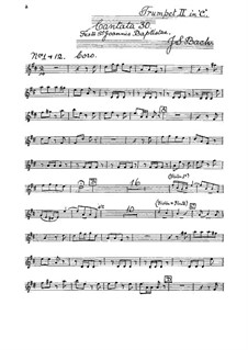 Радуйтесь, спасённые народы, BWV 30: Партия второй трубы in C by Иоганн Себастьян Бах