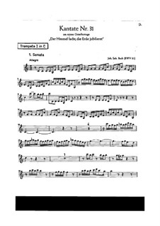 Der Himmel lacht! Die Erde jubilieret, BWV 31: Trumpet in C I part by Иоганн Себастьян Бах