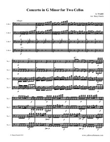 Концерт для двух виолончелей и струнных соль минор, RV 531: Allegro, for cello quartet (four cellos) by Антонио Вивальди