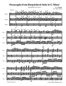 Сюита No.7 соль минор, HWV 432: Passacaglia, for three intermediate cellos (cello trio) by Георг Фридрих Гендель