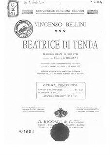 Beatrice di Tenda: Клавир с вокальной партией by Винченцо Беллини